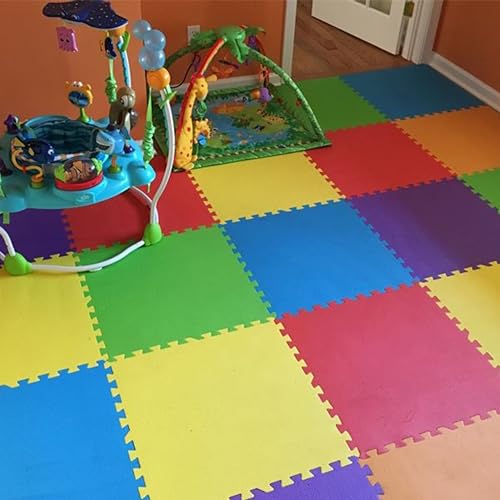 FlooringInc Baby Play Mat for Floor, Extra Large 2'x2' Foam Floor Tiles for Kids, Soft Interlocking Puzzle Mat, 1/2 Inch Thick, Non-Toxic EVA (Rainbow, 6 Tile Pack, 24 Sq Ft)