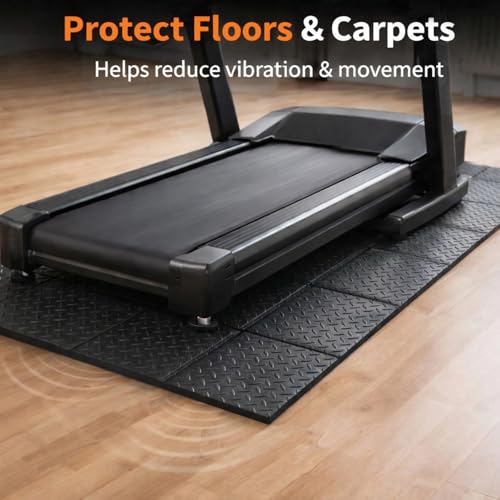 Treadmill Mat 79" x 39", 4mm Thick, for Under Treadmill, Walking Pad & Exercise Bike on Carpet & Hardwood Floors, Diamond-Pattern Non-Slip Surface, Waterproof Floor Protector, Noise & Shock Absorbing - size: 79.1"L x 39.1"W x 0.16"Th