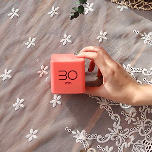 mooas Cube Timer (Coral), Timers Cube Flip Block Timers Productivity Gravity Sensor Time Management for Kids ADHD Classroom Kitchen Desk Workout Cooking Study 10, 30, 50, 60 min Timer Setting - color: Coral