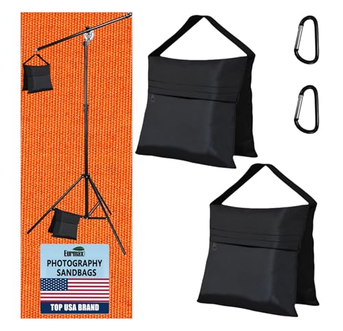 Eurmax USA Photography Sand Weight Bags Heavy Duty Saddlebags for Photography Video Equipments, Backdrop Stand, Light Stand,Photo Tripod, Canopy Tent, Umbrella Base, Fishing Chair,Picnic Table 2-Pack - color: 2pcs-black, style: sand