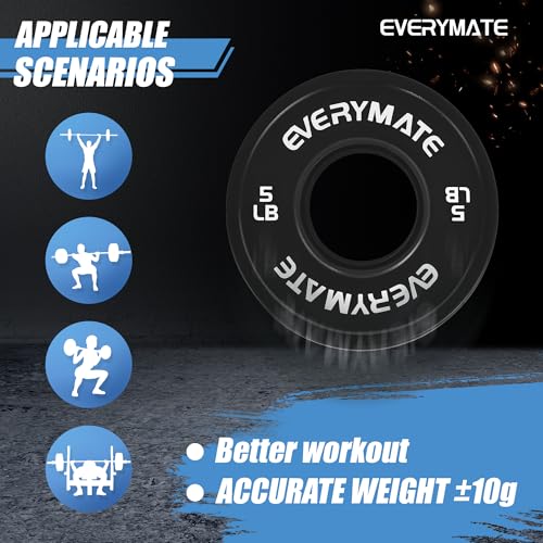 EVERYMATE Change Weight Plates 1.25LB 2.5LB 5LB Set Fractional Olympic Bumper Plates for Cross Training Steel Insert Strength Training - color: 15 LB(2.5+5), size: Black