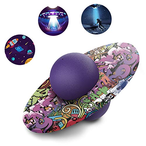 Pogo Ball for Kids & Adults Up to 200 lbs, Balance Toy for Indoor Outdoor | Balance Coordination Bounce Board Pop Ball Cool Fun Challenge Indoor Outdoor Toys Pogo Jumper Birthday Gifts for Boys Girls - color: purple
