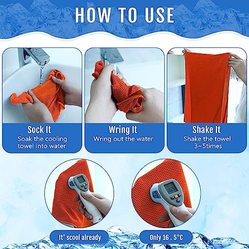 Hosuly 30 Pack Cooling Towels, 40"x12" Ice Breathable Soft Chilly Sweat Rag Microfiber Workout Rags for Gym Cooling Towels for Neck and Face for Yoga Golf Sport Running - color: Dark Blue, Orange