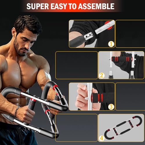 Latest-Gen Twister Arm Trainer, Adjustable Power Spring Workout Bar, Forearm Triceps Chest Exerciser Strengthener, Detachable Portable Home Fitness Equipment for Enhancing Upper Body Muscle - style: 80-110lbs