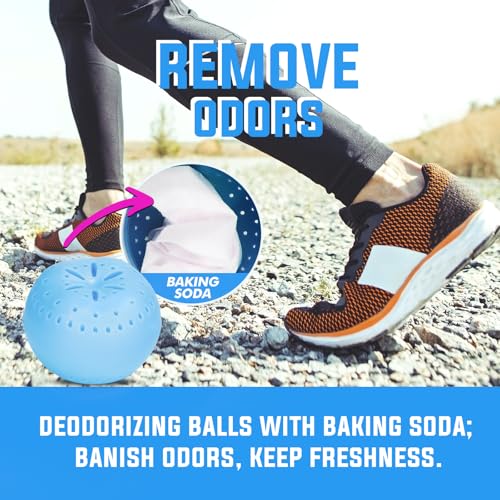 4 Pack Baking Soda Deodorizers, Fresh Scent Shoe Deodorizer Balls, Air Freshener for Home, Odor Eliminator for Closets Bathroom Pets, Up to 80 Days - size: 1 Count (Pack of 4)