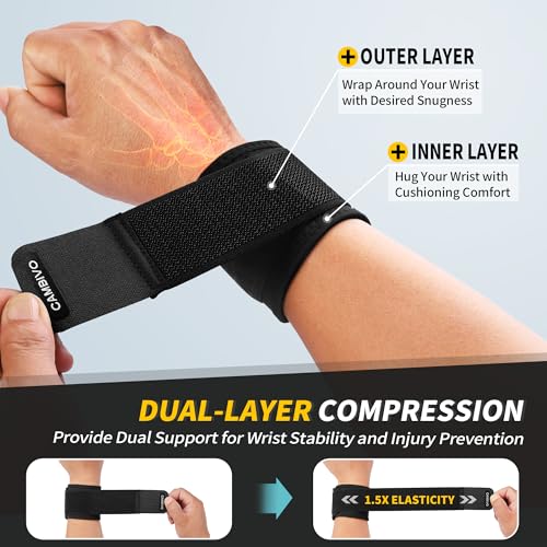 CAMBIVO 2 Pack Wrist Brace for Carpal Tunnel with wraps, Black | Wrist Support, Adjustable Wrist Wraps for Weightlifting, Tendonitis, Pain Relief, Sleeping, Night, Gym, Neoprene, Both Hands - color: Black