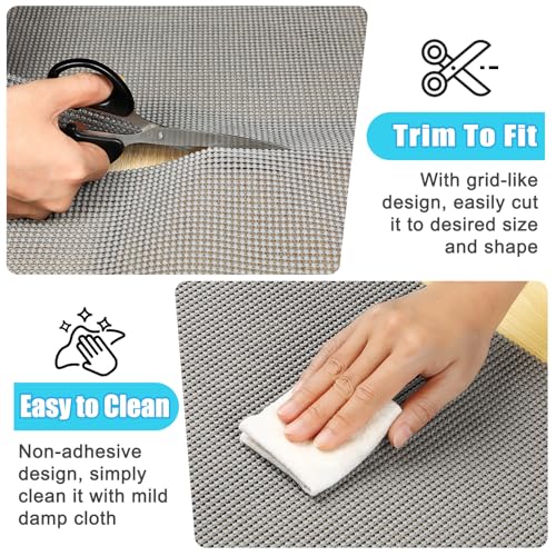 Songrey Non-Adhesive Drawer and Shelf Liner, Non Slip Cabinet Liners, Protect Kitchen Cupboard, Bathroom Drawers, Breathable, Thick Strong Grip mat (17.5IN x 20FT, Dark Gray) - color: Dark Gray, size: 17.5"W x 240"L