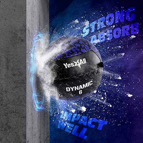 Yes4All Wall Ball, Soft Leather Weighted Iron Sand Ball for Dynamic Multifunctional Exercise, 6 LB - 30 LB - color: B. Soft Surface - Dynamic, style: A. 6LB
