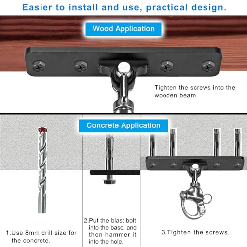 Dolibest Heavy Bag Hangers Brackets, Punching Bag Hangers, Heavy Bag Ceiling Mount for Body Weight Strength Training Systems, Aerial Yoga Swing & Hammock, Resistance Band - color: 4 Holes Punching Bag Hanger