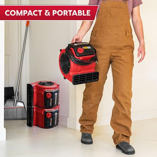Vacmaster 3 Speed Floor Fan 156W 550CFM Air Mover Utility Blower Fan – AM201 1101 - color: Red