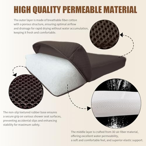 2 Pack Shower Bench Cushion, Soft Chair Pad for Elderly Bathing, Easy to Clean & Quick Dry, 4D air Fiber Material, Suitable for Shower Seat Cushion, Bathtub Baths, Poolside Rest, Brown - size: Brown
