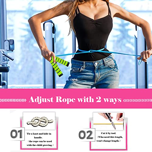 Jump Rope, Jump Ropes for Kids, 2 Pack Kids Jump Rope Lightweight &Adjustable &Durable jumping rope for Fitness-Speed Jump Rope for Women Men Youth, Foam Grips Handles for, Workout - color: Green+Orange