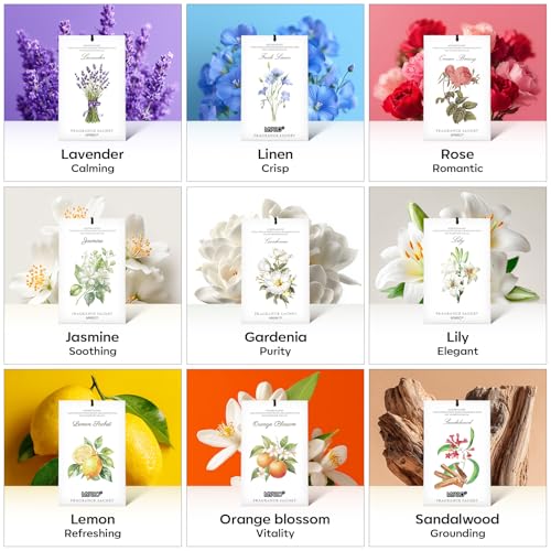 MYARO Scented Sachet House Air Freshener - 12 Pack Long Lasting Gardenia Fragrance Deodorizer for Home Closet Drawer Car - color: Gardenias