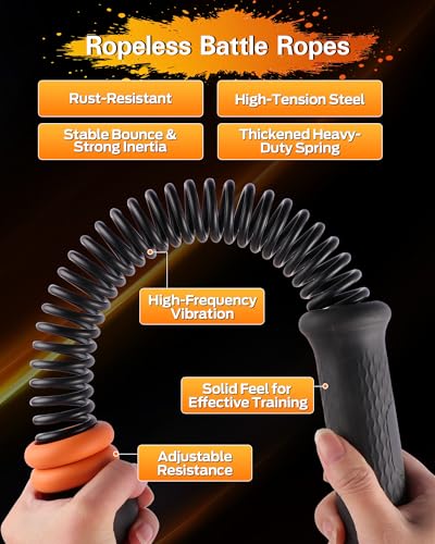 VividPulse 2PCS Weighted Ropeless Battle Ropes for Home Gym - Portable & Quiet Training Rope for HIIT, Strength & Low-Impact Cardio - Full Body Workout Equipment for Men & Women - color: Black