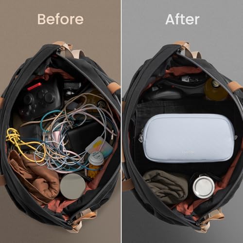 tomtoc Electronics Organizer Travel Case Performance, Water Resistant Bag Cable Tech Pouch Accessories, Carry Storage for Cord, Phone, Cables, Airpods, USB Flash Drive, Daily Items - color: Light Blue, size: Small