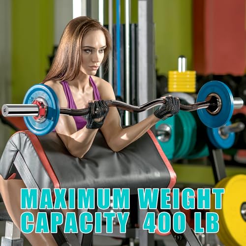 Olympic EZ Curl Barbell Bar, 47" Curl Bar for Weight Lifting,Chrome Curling Bar for 2 Inch Weight Plates，Biceps, triceps, Back/Leg Muscle Group Exercise,Training Bar for Home Gym - color: Black
