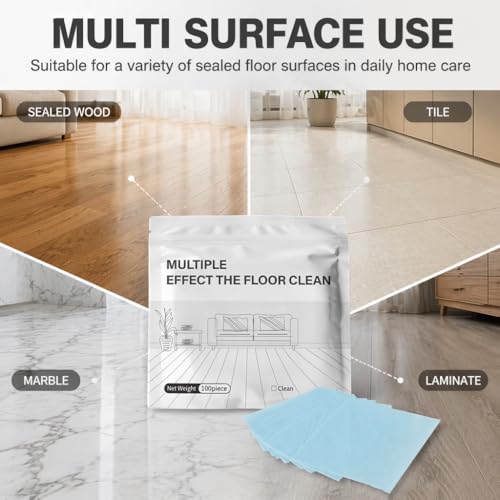 Multi Surface Floor Cleaning Tablets, 100 Piece Floor Cleaning Tablets Multi Surface Cleaner, Multiple Effect the Floors Clean, Concentrated Cleaner for Hardwood, Tile, Laminate and More (1 Pack)