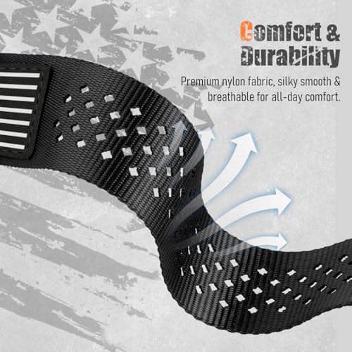 Rugged Nylon Bands for Apple Watch Ultra 2 Band 49mm 46mm 45mm 44mm 42mm(S3/2/1) Men,Breathable Holes Sport Strap With US Flag Wristband for iWatch band Ultra 3/2/1 Series 11 10 9 8 7 6 5 4 3 SE3/2/1 - color: 10-Black-Black White Flag, size: 49/46/45/44/4
