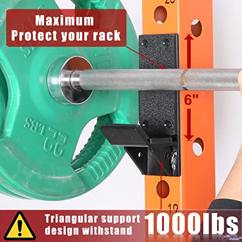 SYL Fitness J-Hooks for Squat/Power Rack - Available in 2"x2" and 3"x3", Heavy Duty J-Cups Barbell Holder with UHMW Pads - color: For 3"x3" Rack with 5/8" Hole