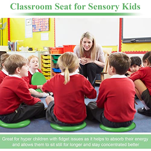 10 Pcs Wobble Cushion Wiggle Seat for Sensory Kid Flexible Seating Promotes Active Learning Improves Student Productivity Stability Inflated Balance Disc Pad with Air Pump for Classroom - color: Green