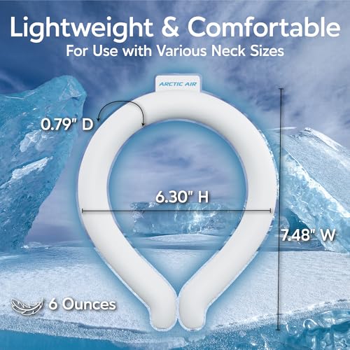Arctic Air Neck Chill, Neck Cooling Tube, Hands Free Cooling, Quick Freeze Gel, Wearable Body Coolers for Hot Weather, Reusable, Adjustable Fit, 3 Pack