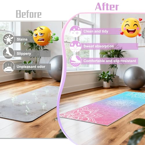 Yoga Towel,Ultra-Absorbent Yoga Mat Towel for Hot Yoga Non Slip,72 x 27 in, Purple - color: Purple