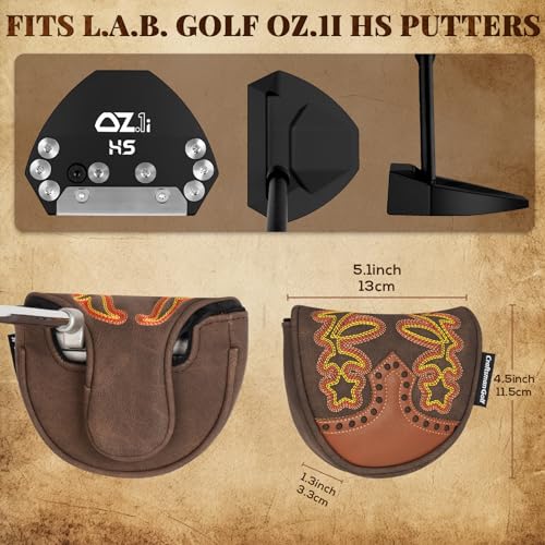 Craftsman Golf Cowboy Western Retro Brown Durable Golf Headcover Head Cover fits up to 460cc Driver for Fairway Wood Hybrids Rescue Putter Protector - style: OZ.1i HS putter cover