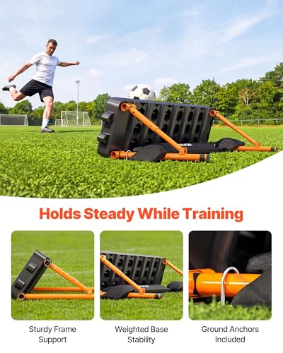VEVOR Soccer Rebounder Board, Mult-Adjustable Angles Portable Soccer Rebound Wall, Foldable Kickback Board, Soccer Practice Equipment, Ideal for Kids & Adults Passing & Shooting Drills - size: 37.4" x 9.8"