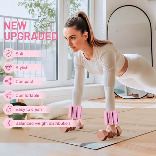 BECOJADDE Ankle Weights Set of 2 (1 lb/2 lb Each) for Women Men Adjustable Wrist Bracelet for Home Gym Weighted Bangles Wristbands Leg Arm Weights for Walking Swimming Running Pilates Yoga Gym - color: Pink, size: 4 Lb Pair (2 Lb Each)