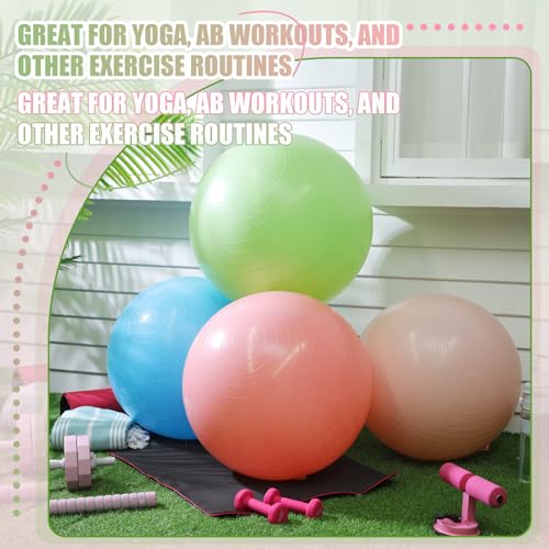 Leyndo 4 Pcs 26 Inch Yoga Exercise Ball Pilates Pregnancy Birthing Fitness Ball with Quick Pump Anti Burst for Improved Posture, Balance, Yoga, Pilates, Training - color: Macaron Color