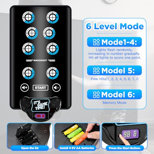 Interactive Punching Bag Boxing Music Pad, 6-Level Mode Punching Target Game with LED Lights and Score Display, Fun Fitness Training Equipment for Enhance Reflex/Strength(No Boxing Bag)