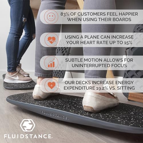 FluidStance Adult Balance Board for Standing Desk - Anti Fatigue USA Made 360 Degree Rocker Wobble Board as Exercise Equipment to Increase Focus & Movement - Sustainable Anti-Slip Plane Standing Board - color: Storm