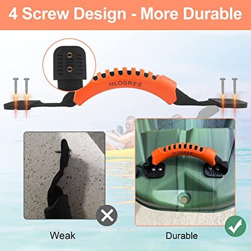 HLOGREE Kayak Handles 2/4 Pack,Kayak Carry Handle with Rivets,Kayak Replacement Handles,Kayak Handles for Emotion/Pelican/Hobie/Lifetime/sit on top/Ocean/Wilderness Accessories,Kayak Parts - color: Orange - 4PCS Kayak Handles