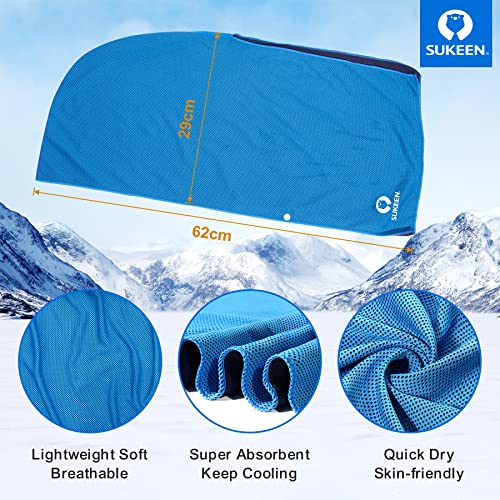 Sukeen Cooling Hoodie Towel, Absorbent Quick-Drying Cooling Towels for Neck and Face, UV Sun Protection Cooling Neck Wraps Sport Head Cooling Towel Hot Weather - color: Blue