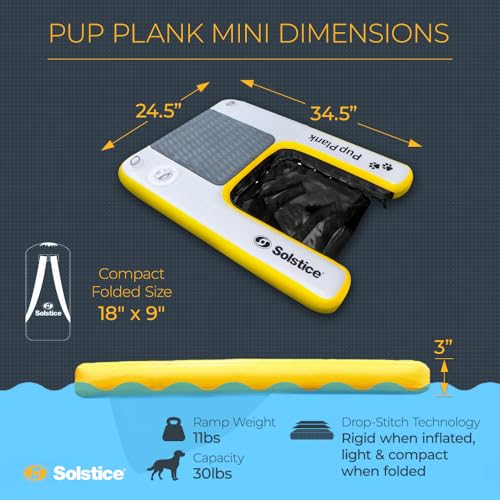 SOLSTICE Inflatable Pup Plank, Dog Water Ramp for Boats & Docks, Boost Step - size: Mini (30 Pounds)