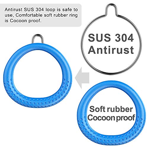 Dolibest 2 Pack of Ninja Gymnastic Rings,Monkey Ring Outdoor Backyard Ninja Accessories Set,Swing Bar Rings Obstacle Course for Training Equipment for Teens,1000LB Capacity - color: 2pack Blue Fitness Ring With 41.7"rope