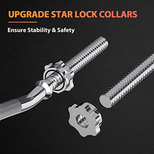 ExtreSpo 47" EZ Curl Bar Weight Lifting Bar, for Hip Thrusts/Squats/Lunges, 1" Weight Plates Curling Bar for Gym and Home, with Star Collars - style: 1 inch-silver