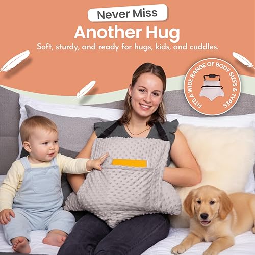 MOYOAMA Hysterectomy Pillow Post Surgery – Form-Fit Support Shield with Secure Straps, 2 Pockets, & Cozy Muff – After Hysterectomy Recovery Must-Haves, Post-Op C-Section Pillow Post Surgery Gifts - color: Moonlight Grey