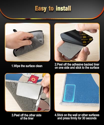PHIXBEAR Hook and Loop Strips with Super Adhesive Heavy Duty, Heat Resistant Waterproof, 4 Sets 3.6"x2" Square & 8 Sets 2" Round, Car Mats Outdoor or Indoor Use