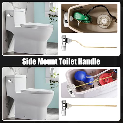 Toilet Handle Replacement Parts Kit, Side Mount Toilet Flush Handle for TOTO THU004-CP Trip Lvr for TOTO ST701, CST854, CST884 (Zinc Alloy & Copper Lever) - color: Bright Silver (Straight shape)