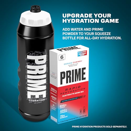 PRIME 32 oz Black Graffiti Squeeze Sports Water Bottle, BPA Free, Dishwasher Safe, Easy-Grip Ergonomic Leakproof Design, Fast Hydration for Gym, Cycling, Running - color: Black