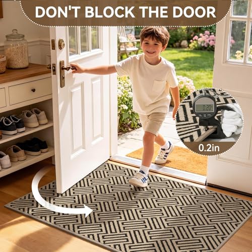 Door Mat Indoor Outside Entrance 24''x71'', Dirt Resistant Absorbent Mats, Non-Slip Outdoor Inside Front Entryway Mat, All-Season Welcome Mat, Low Profile Porch Doormat, Fade Resistant, Brown - color: C- Brown, size: 24"x71"
