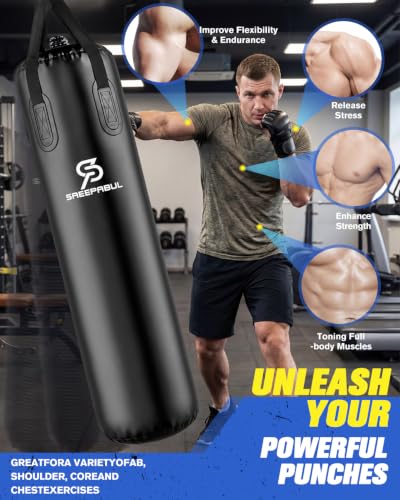 Water Punching Bag 4FT Heavy Bag for Boxing - Adjustable Weight (60 to 120 lbs) with Anti-Leak Design, Heavy-Duty Aqua Training Bag for Adults - color: Plain Black