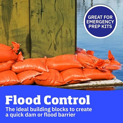 DURASACK Heavy Duty Sandbags with Ties, 14x26, Empty, Orange, Pack of 20 | Woven Polypropylene Sandbags for Flood Control with 1600 Hours of UV Protection, 50 lbs Capacity - color: Orange, size: 20 Sandbags