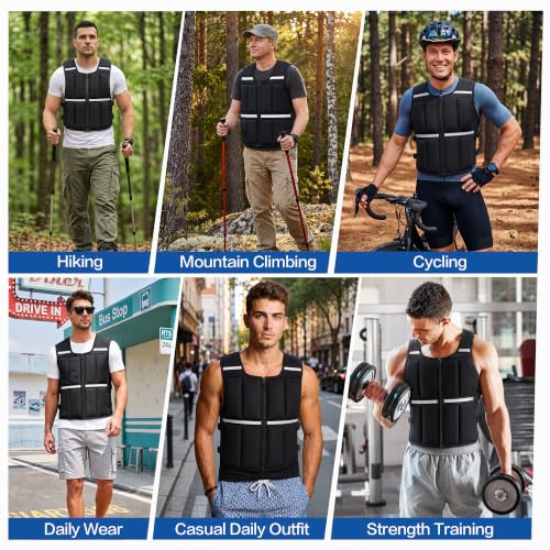 Adjustable 2–35 LBS Weighted Vest with Zipper Equipped with 16 Soft Iron gentle against skin Ideal for Strength Training Running & Gym Workouts