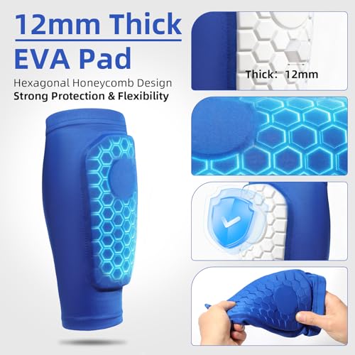 2 Pairs Soccer Shin Guards Shin Pads for Kids Youth Adult | Protective Calf Compression Sleeve with Honeycomb Pads, for Boys Girls, for Football, Ski, Baseball - color: Black+Black, size: Small