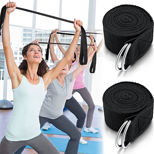 6 Pcs Yoga Strap for Stretching 8 ft Yoga Exercise Adjustable Straps Bands with Safe D Ring Buckle for Pilates, Gym Workouts, Fitness, Physical Exercise, Dance, Improve Flexibility - color: Black