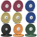 FEIERDUN Color Bumper Plate Set, 2-Inch Olympic Weight Plates, Low Bounce Rubber Barbell Plates with Stainless Steel Insert for Weightlifting, Strength Training, CrossFit & Home Gym, 10LB-370LB - style: S) 370LBS SET