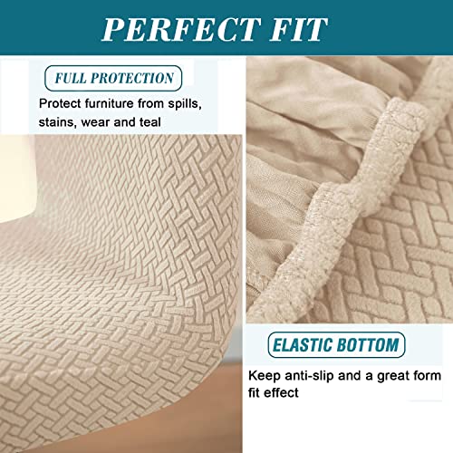 HFCNMY Bar Stool Covers with Backs,4 Pack Stretch Bar Stool Chair Covers,Jacquard Bar Stool Covers,Washable Bar Chair Covers Swivel Barstool Covers Slipcovers with Back Beige - color: Beige