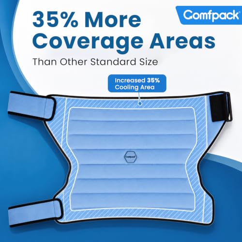Comfpack Hip Ice Pack Wrap, 2 Hours Long Lasting Cold for Hip Replacement Surgery, Flexible & Evenly Cooling Reusable Ice Pack for Injuries, Sciatica, Bursitis, Hip Flexor Pain, Gift for Men Women(L) - size: Large
